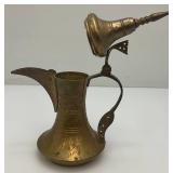 Vintage Etched Brass Turkish Style Teapot 7 1/2"