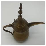 Vintage Etched Brass Turkish Style Teapot 8"