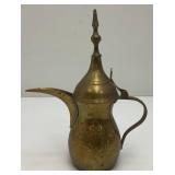 Vintage Etched Brass Turkish Style Teapot 8"