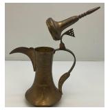 Vintage Etched Brass Turkish Style Teapot 11"