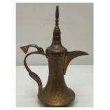 Vintage Etched Brass Turkish Style Teapot 9" (Needs Repair) 5 1/2" Teapot & Incense Burner 3"