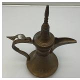 Vintage Etched Brass Turkish Style Teapot 9" (Needs Repair) 5 1/2" Teapot & Incense Burner 3"