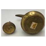 Vintage Etched Brass Turkish Style Teapot 9" (Needs Repair) 5 1/2" Teapot & Incense Burner 3"