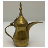 Vintage Etched Brass Turkish Style Teapot 9" (Needs Repair) 5 1/2" Teapot & Incense Burner 3"
