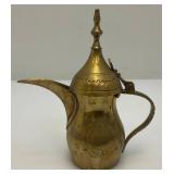 Vintage Etched Brass Turkish Style Teapot 9" (Needs Repair) 5 1/2" Teapot & Incense Burner 3"