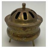 Vintage Etched Brass Turkish Style Teapot 9" (Needs Repair) 5 1/2" Teapot & Incense Burner 3"