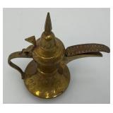 Two Vintage Etched Brass Turkish Style Teapots 6" & 7"