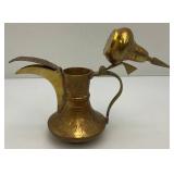 Two Vintage Etched Brass Turkish Style Teapots 6" & 7"