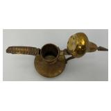 Two Vintage Etched Brass Turkish Style Teapots 6" & 7"