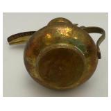 Two Vintage Etched Brass Turkish Style Teapots 6" & 7"