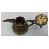 Two Vintage Etched Brass Turkish Style Teapots 6" & 7"