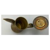 Two Vintage Etched Brass Turkish Style Teapots 4 1/2" And Brass Teapot 4 3/4" x 5"
