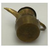 Two Vintage Etched Brass Turkish Style Teapots 4 1/2" And Brass Teapot 4 3/4" x 5"