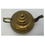 Two Vintage Etched Brass Turkish Style Teapots 4 1/2" And Brass Teapot 4 3/4" x 5"
