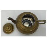Two Vintage Etched Brass Turkish Style Teapots 4 1/2" And Brass Teapot 4 3/4" x 5"
