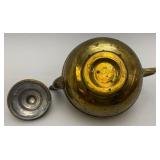 Two Vintage Etched Brass Turkish Style Teapots 4 1/2" And Brass Teapot 4 3/4" x 5"