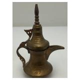 Two Vintage Etched Brass Turkish Style Teapots 4 1/2" And Brass Teapot 4 3/4" x 5"