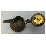 Two Vintage Etched Brass Turkish Style Teapots 4 1/2" And Brass Teapot 4 3/4" x 5"