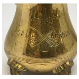 Vinjtage Etched (Saudi Arabia) Brass Sugar Dish With Lid 4 1/2" And Creamer 3 3/4"