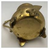 Vinjtage Etched (Saudi Arabia) Brass Sugar Dish With Lid 4 1/2" And Creamer 3 3/4"