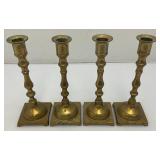 Set Of Four Heavy Brass Candle holders 7 3/4"