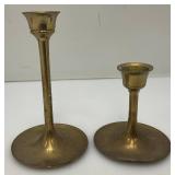 Set Of Four Brass Candle holders Tallest Being 9"