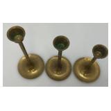 Set Of Three Brass Candle holders Tallest Being 7"