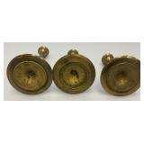 Set Of Three Brass Candle holders Tallest Being 7"
