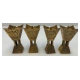 Set Of Four Vintage Etched Brass Saudi Arabia Brass Incense Burners 3"