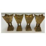 Set Of Four Vintage Etched Brass Saudi Arabia Brass Incense Burners 3"
