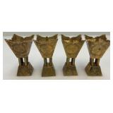 Set Of Four Vintage Etched Brass Saudi Arabia Brass Incense Burners 3"