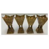 Set Of Four Vintage Etched Brass Saudi Arabia Brass Incense Burners 3"