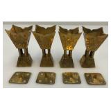 Set Of Four Vintage Etched Brass Saudi Arabia Brass Incense Burners 3"