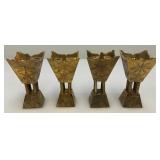 Set Of Four Vintage Etched Brass Saudi Arabia Brass Incense Burners 3"