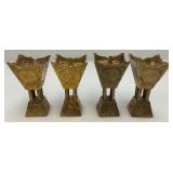 Set Of Four Vintage Etched Brass Saudi Arabia Brass Incense Burners 3"