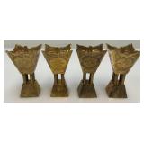 Set Of Four Vintage Etched Brass Saudi Arabia Brass Incense Burners 3"