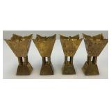 Set Of Four Vintage Etched Brass Saudi Arabia Brass Incense Burners 3"