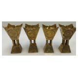 Set Of Four Vintage Etched Brass Saudi Arabia Brass Incense Burners 3"