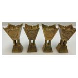 Set Of Four Vintage Etched Brass Saudi Arabia Brass Incense Burners 3"