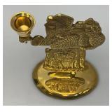 Vintage Heavy Brass Santa Candle Holder 9 1/2"