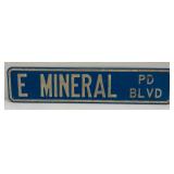 Vintage Reflective Heavy metal  E Mineral PD Blvd Sign 8" x 36"