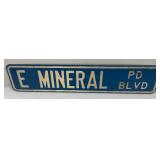 Vintage Reflective Heavy metal  E Mineral PD Blvd Sign 8" x 36"