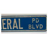 Vintage Reflective Heavy metal  E Mineral PD Blvd Sign 8" x 36"
