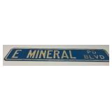 Vintage Reflective Heavy metal  E Mineral PD Blvd Sign 8" x 36"