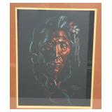 27" x 33" Framed Behind Glass Nancy Mclaughlin Powell 1932-1985 Native American Print