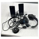 Assorted speakers and headsets