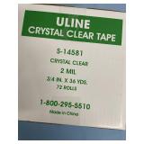 LOT of NEW Uline Crystal Clear Scotch Tape - 130 Rolls of General Purpose Transparent Tape S-14581