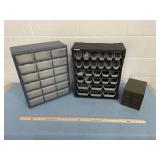 LOT of Parts Storage Organizers - Husky Plastic Bins with Miscellaneous Hardware & Vintage (Antique) Small Metal w/ Drawers