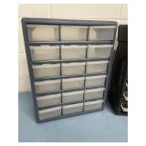 LOT of Parts Storage Organizers - Husky Plastic Bins with Miscellaneous Hardware & Vintage (Antique) Small Metal w/ Drawers