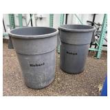 Lot of 2 - Hubert Heavy-Duty Commercial-Grade Trash Cans / Garbage Containers / Recycle Bins